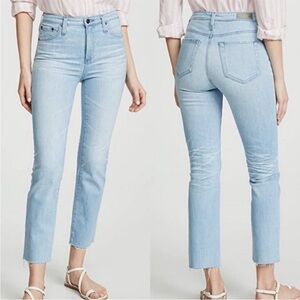 AG ADRIANO GOLDSCHMIED Isabelle High Rise Straight Crop Light Wash Jeans